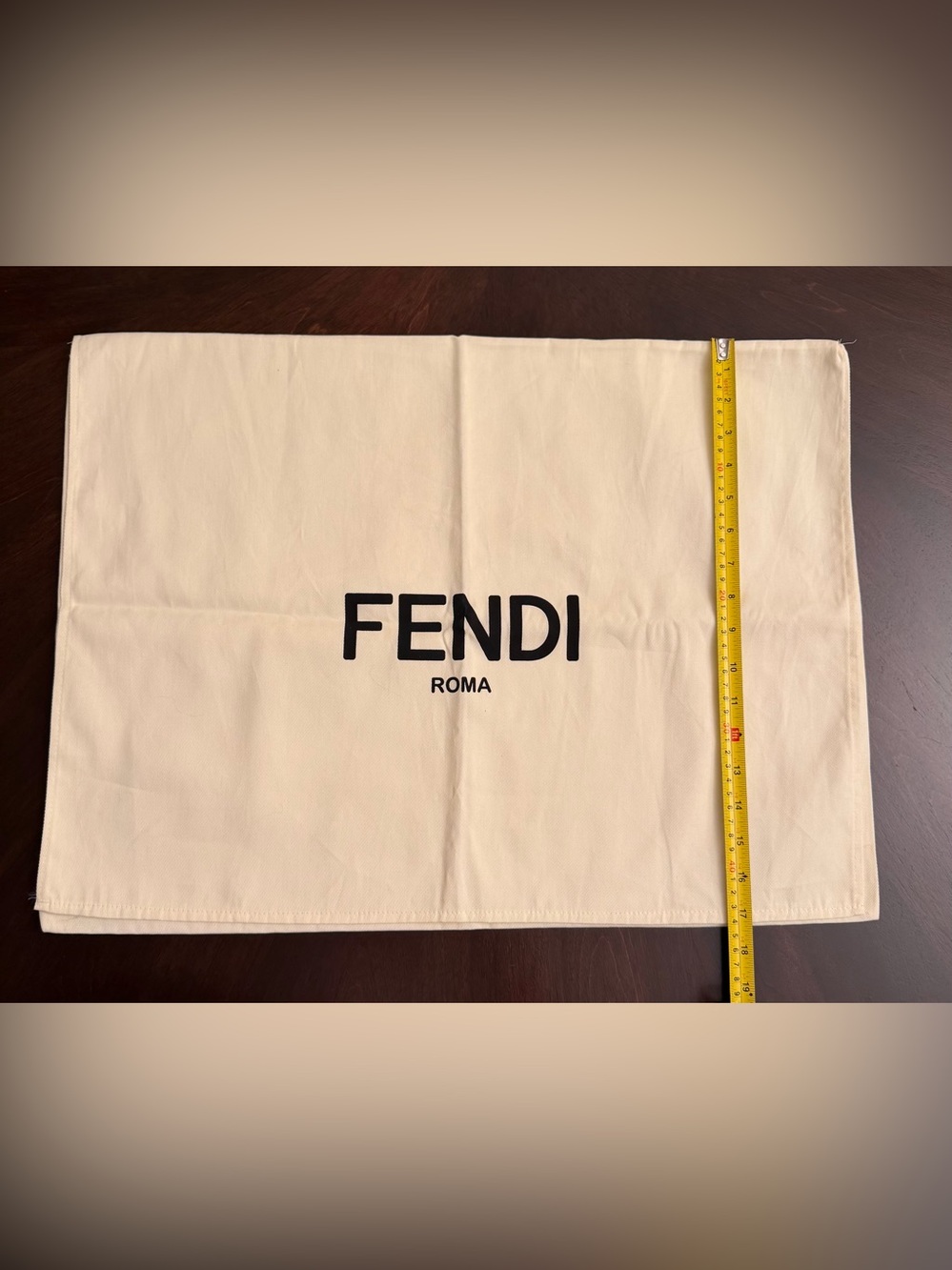 Fendi Cream Dust Bag with a flap Black Logo 24x17
